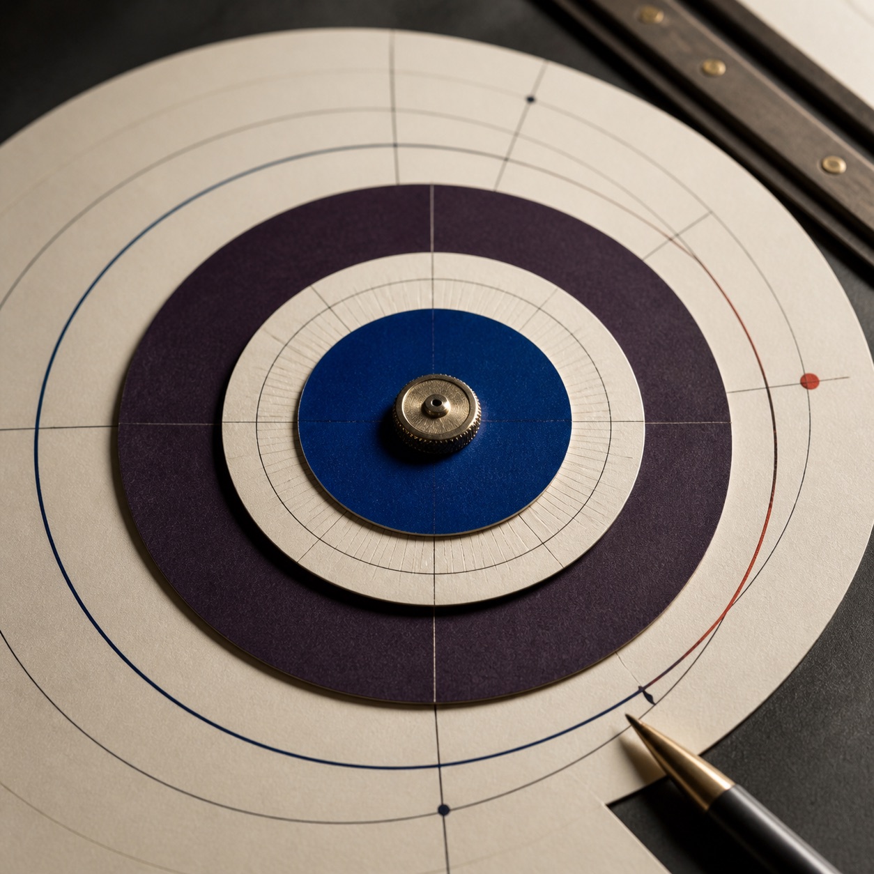 Disque de calibration graphique sur une table de studio